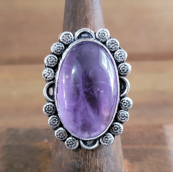 Native Amethyst Gemstone Ring Size 7 925 Silver Boho Womens Jewelry West… - Picture 5 of 6